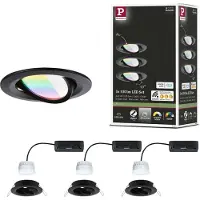 Paulmann LED-inbouwlamp Nova Coin Smart zwart RGBW set van 3 stuks 8,4 cm Smart, dimbaar, zwart, Woon-/ Eetkamer, Aluminium, Modern