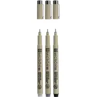 Adlibris pigma micron 05 fineliner set, 3 pennen, zwartgrijs