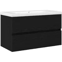 vidaXL Wastafel kabinet voor de badkamer Zwart Eiken 80 x 39 x 62 cm