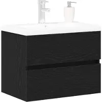 vidaXL Wastafel kabinet voor de badkamer Zwart Eiken 60 x 39 x 62 cm