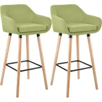 CLP Set van 2 barkrukken Grant, bekleding van stof, frame van beukenhout, draagvermogen tot 150 kg | Kleur: lichtgroen