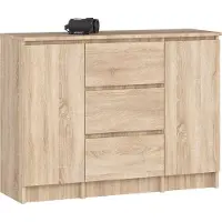 Akord Ladekast K100 met 3 Lades en 2 Deuren / Furniture Factory / Sonoma Eik / 101 x 76 x 35 cm