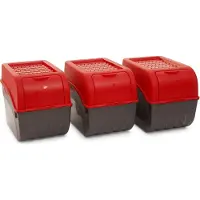 Novaliv Aardappelbewaardoos | 3x groot 9L | ROOD | Aardappeldoos | Stapelbare groentekist, uienkist, aardappelmand, fruitkist, aardappelkist, uienopslag, voedselcontainer, wortelen