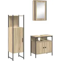 vidaXL Badkamermeubel Set 3 st Bruin 33 x 33 x 120,5 cm Bewerkt hout