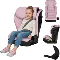 Lionelo Kindersitz Neal i-Size, geschikt voor kinderen van 100-150 cm, tot 12 jaar. Verstelbare hoofdsteun, extra zijbescherming en verstelbare rugleuning. Kleur: roze