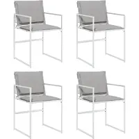 vidaXL Tuinstoelen 4 st met kussens staal en textileen wit