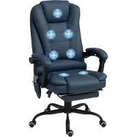Vinsetto Massage Bureaustoel - Polyurethaan - 67x79x121cm - Blauw