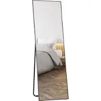 HOMCOM -Spiegel op ware grootte-50x4x160cm-Glas-Zwart