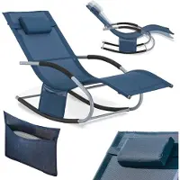 SoBuy OGS28-NB Ligstoel | Tuinstoel | Swingstoel | Marineblauw