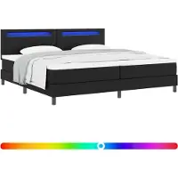 vidaXL Boxspring bed met hoofdeinde Zwart 200 x 200 cm Kunstleer