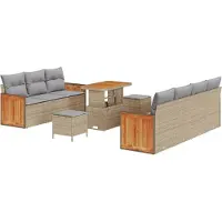 vidaXL Tuinbank Set 13 st 9-Aantal zitplaatsen Beige en Lichtgrijs