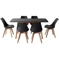 Happy Garden Uittrekbare tafel 120/160cm HELGA en 6 stoelen NORA zwart