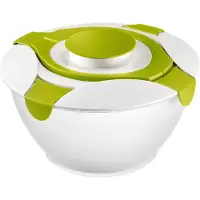 Westmark Slakom met handvatten en dressingbakje, inhoud: 6,5 l, kunststof, Praktika, doorzichtig/wit/groen, 2422227A