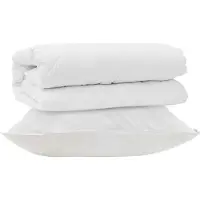 vidaXL Beddengoedset met kussens, 2 stuks, wit, microvezel