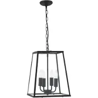 Searchlight Hanglamp Lantern, dimbaar, zwart, Woon-/ Eetkamer, metaal, Antiek, hanglamp