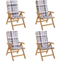 vidaXL Tuinstoelen 4 st verstelbaar met kussens massief teakhout