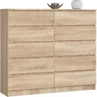 Akord Ladekast K140 met 10 Lades / Furniture Factory / Sonoma Eik / 138 x 121 x 40 cm
