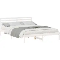 vidaXL Bedframe met hoofdeinde Wit 160 x 220 cm Massief grenenhout