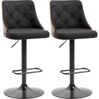 HOMCOM -Barkruk-Polyester linnen-48x53x113cm-Zwart