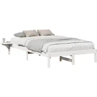 vidaXL Bedframe Wit 135 x 190 cm Massief grenenhout