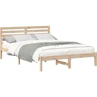 vidaXL Bedframe met hoofdeinde Bruin 140 x 220 cm Massief grenenhout