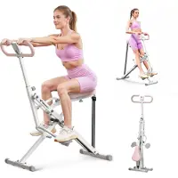 Merach Fitnessapparaat - Paardrijstype - Verstelbare weerstand - LCD-scherm - Maximaal gewicht 160 kg - Opvouwbaar - Voor buik/benen/rug - Wit