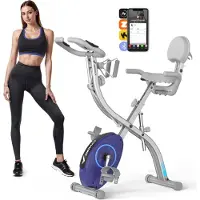 Merach 4-in-1 opvouwbare fitnessapparaat voor thuis – magnetische hometrainer met 16 weerstandsniveaus, LCD-display en hartslagmeting, tabletsteun, compatibel met Kinomap, geschikt tot 136 kg