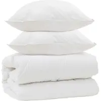 vidaXL Dekbed met Kussens met kussen 3 pcs Wit Microvezel