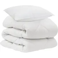 vidaXL Dekbed met kussen 2 st Wit Microvezel