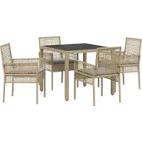 vidaXL Tuin Eettafel Set 5 st Beige poly rattan