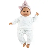 Paola Reina Manus Alberta zachte babypop licht getint meisje met bruine ogen 36cm