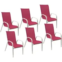 Happy Garden Set van 6 MARBELLA stoelen in roze textilene - wit aluminium