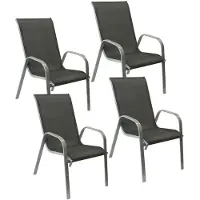 Happy Garden Set van 4 MARBELLA stoelen in grijs textilene - grijs aluminium
