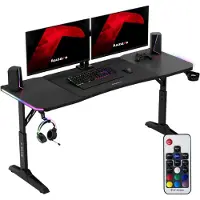 Huzaro Verstelbaar speelbureau - - Hero 4.6 RGB - Hoogte 56–79 cm - Blad 16060 cm - RGB-verlichting