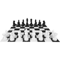 Ubergames XXL Groot Schaakspel - Plein Schaken + 2 Draagtassen - 41 cm Koning - Complete set om te Schaken op groot overzichtelijk plein of veld - Zeer gedetailleerde stukken