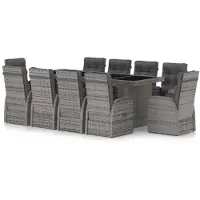 vidaXL 11-delige tuinset met kussens, gemaakt van polyrotan, grijs