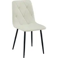 Leobert LIBRA Eetkamerstoel – Beige Stof – Zwarte Metalen Poten – Comfortabele Gestoffeerde Zitting – Modern Design – Voor Woonkamer, Keuken en Eetkamer – Max. 110 kg