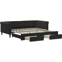 vidaXL Slaapbank met onderschuifbed en lades 100x200 cm fluweel zwart