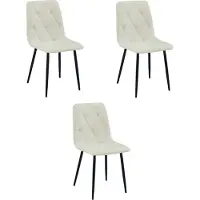 Leobert Stoel Libra, bekleding in beige stof, zwarte poten, set van 3