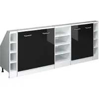 Vicco Keukenkast voor schuine wand R-Line Zwart hoogglans 210 cm Set van 5, Model 58205