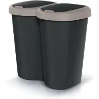 Prosperplast Compacta B Duo - Prullenbak - 40L - één compartiment twee deksels - Bruin en zwart