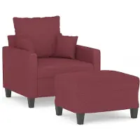 vidaXL Fauteuil met voetenbank 60 cm stof wijnrood