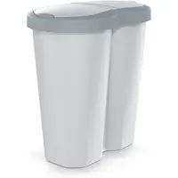 Prosperplast Compacta R Duo NDRF40-429U_427C -Afvalmand - Prullenbak 40L - één vak twee deksels - grijs/asgrijs