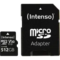 Intenso Professional miniSDXC-kaart Retail 512 GB Class 10, UHS-I U3, v30 Video Speed Class Watervast, Temperatuurbeste