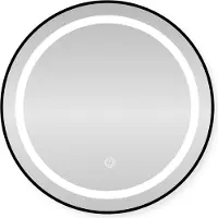 Sensahome Ronde LED Badkamerspiegel – Dimbaar Wandspiegel met Verlichting – Metalen Frame – 2700K/4500K/6400K – 70 cm – Zwart