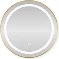 Sensahome Ronde LED Badkamerspiegel – Dimbaar Wandspiegel met Verlichting – Metalen Frame – 2700K/4500K/6400K – 50 cm – Goud