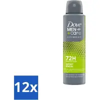 Dove 12 x Men+Care Deodorant Spray - Sport Fresh - 150 ml - Deodorant - Anti-transpirant - Mannen - Sport - Frisheid