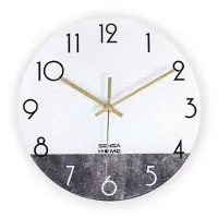 Sensahome Glazen Wandklok 30cm Diameter - Minimalistische Marmeren Design met Stille uurwerk - Marble Concrete