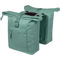 Basil Brooklyn - Dubbele fietstas - 41 Liter - Incl. MIK adapterplaat - Waterdicht - Reflectie details - Gerecycled materiaal - groen