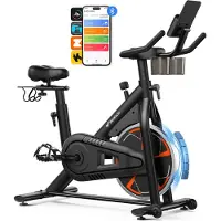 Merach Magnetische Hometrainer - Vliegwiel 8 kg - 8 Niveaus Vloeibare Weerstand - LCD-scherm - Maximaal Gewicht 120 kg - Stil